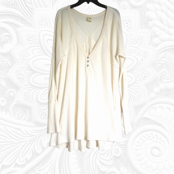 Free People Large "We the Free" Cream Tunic Top - Picture 2 of 4